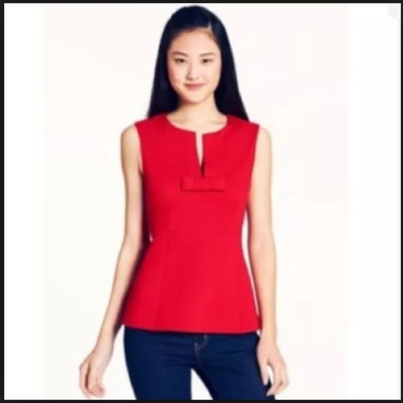 kate spade Tops - kate spade luma red peplum bow top size 10 nwot